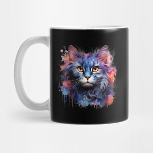 Galactic Whiskers: The Cosmic Watercolor Cat Mug